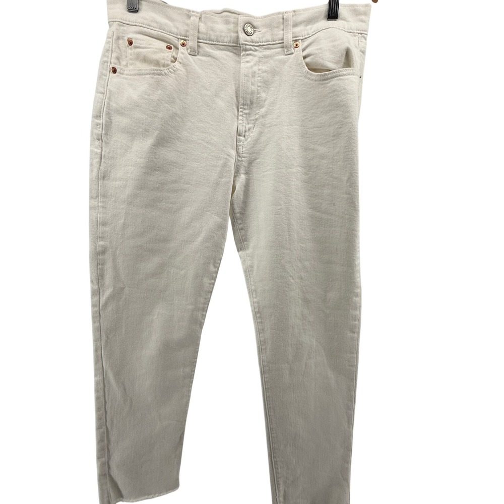 Gap Girlfriend Mid Rise Jeans Womens 30 10R Off White‎ Cream Denim Tapered